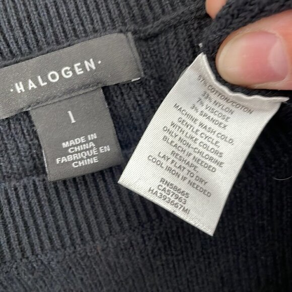 Halogen Pullover Sweater Flare Ribbed Knit Black Size Large L - Picture 12 of 16